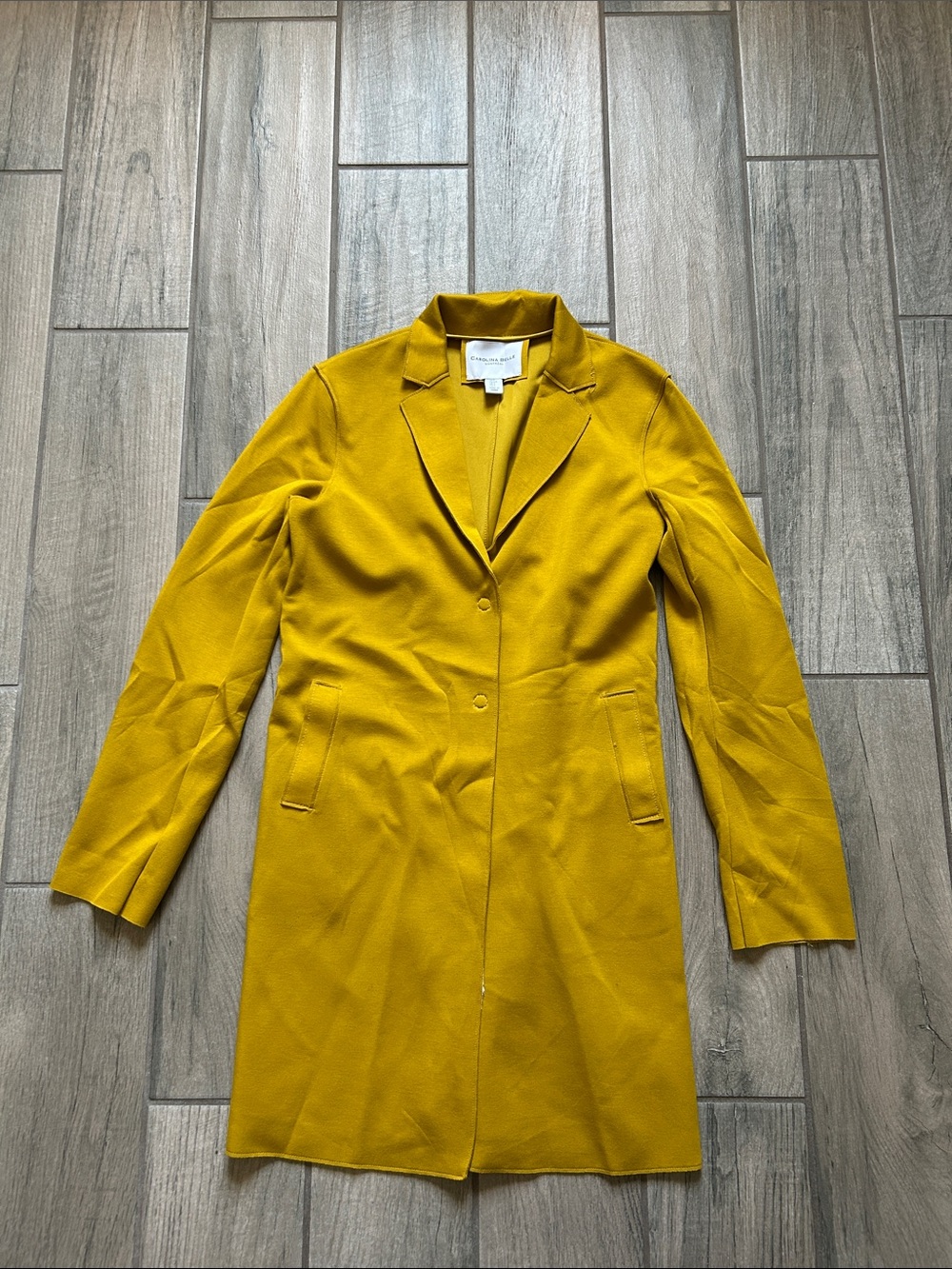 Carolina Belle Mustard Single-Breasted Long Trench Coat